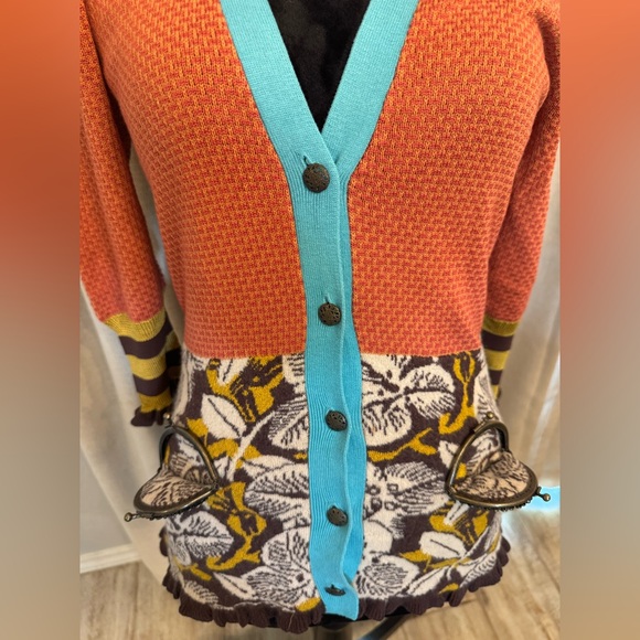 Anthropology Lia Molly Wool Blend Mixed Media Kisslock Coin Purse Cardigan - Picture 5 of 16